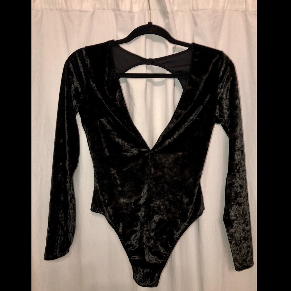 Black velvet bodysuit